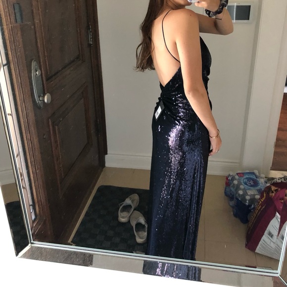 Halston navy sequin gown - Picture 4 of 4